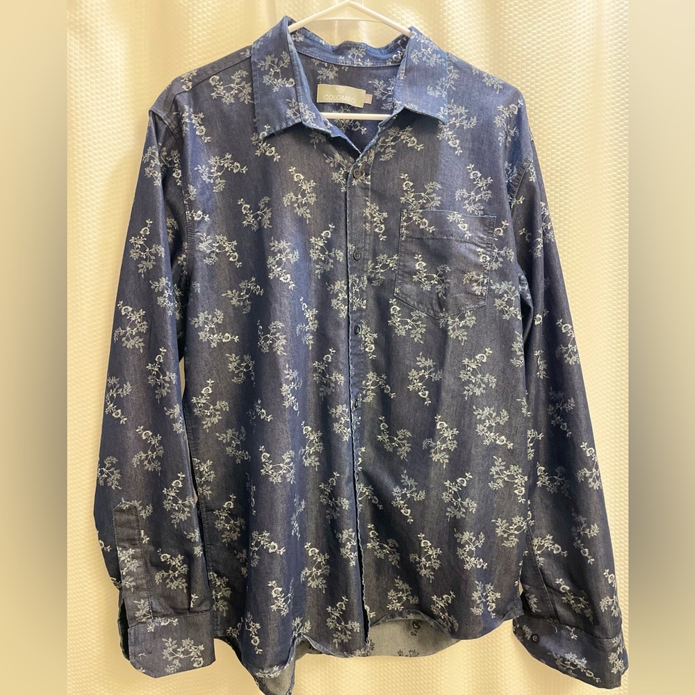 Floral Blue Button-Up Shirt